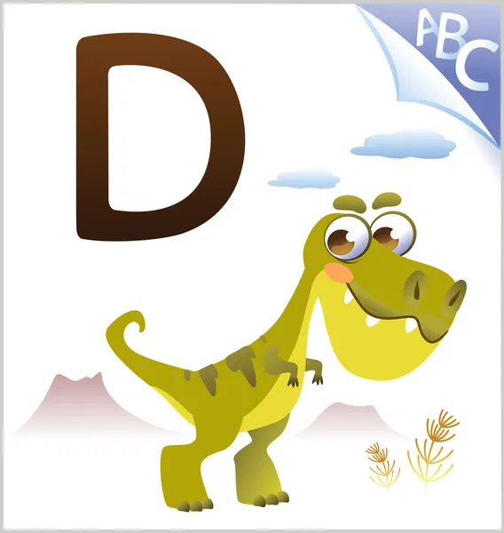 Alphabet animal pour les enfants : D pour le dinosaure — Image vectorielle