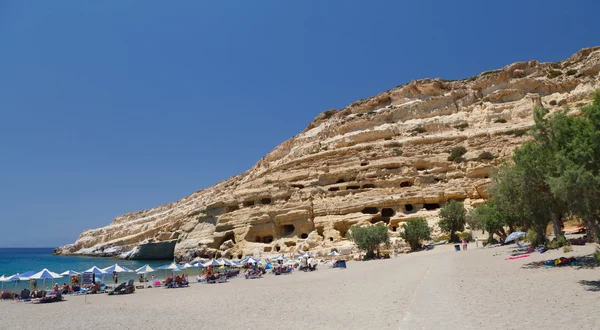 Famous Beach Matala, Greece Crete — Stock Photo, Image