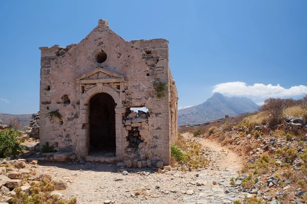 Ada gramvousa kale kilise kalıntıları — Stok fotoğraf