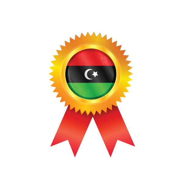 Bandiera medaglia Libia — Vettoriale Stock