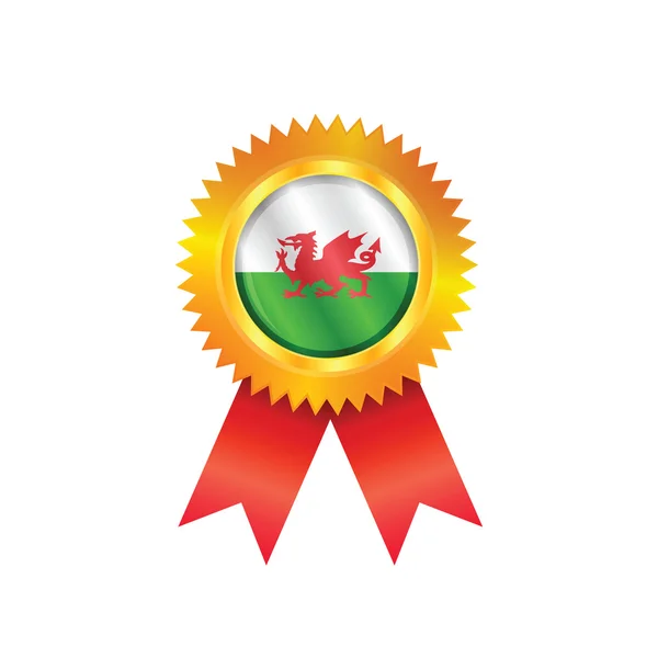 Ουαλία μετάλλιο σημαία威尔士奖牌标志 — 图库矢量图片