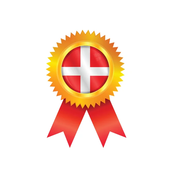 Bandera de medalla Dinamarca — Vector de stock
