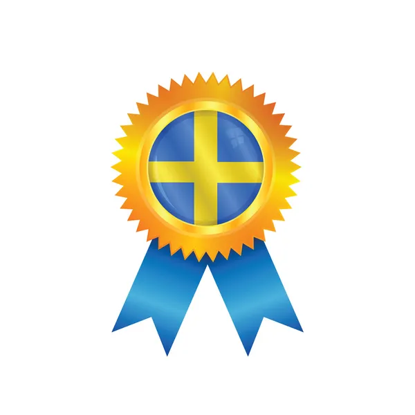 Sverige medalj flagga — Stock vektor