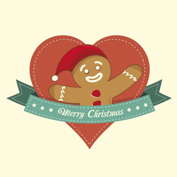 Gingerbread Man Etiqueta de Natal — Vetor de Stock