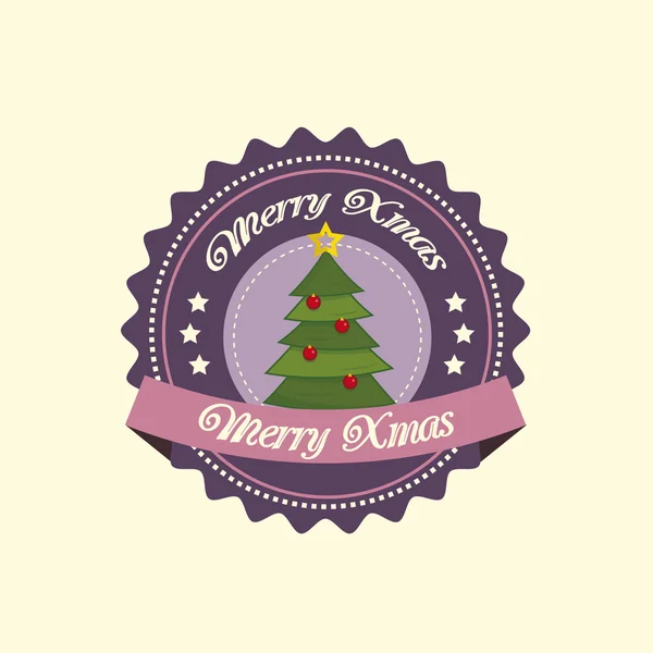 Albero di pino etichetta di Natale — Vettoriale Stock