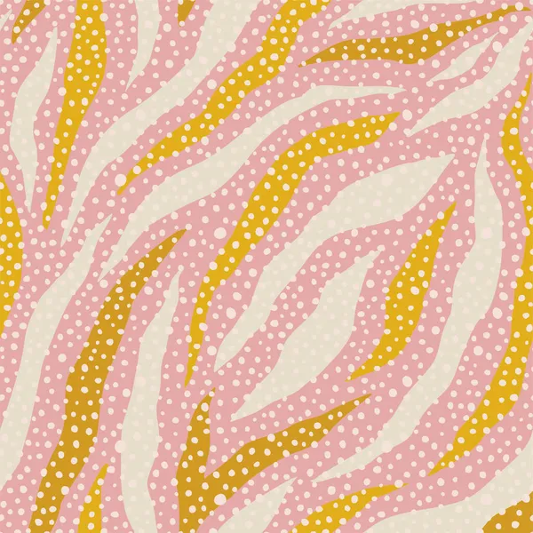 Zebra kleurrijke huid en polka stippen naadloos patroon. Trendy met de hand getekende texturen. Achtergrond. Vectorbeelden