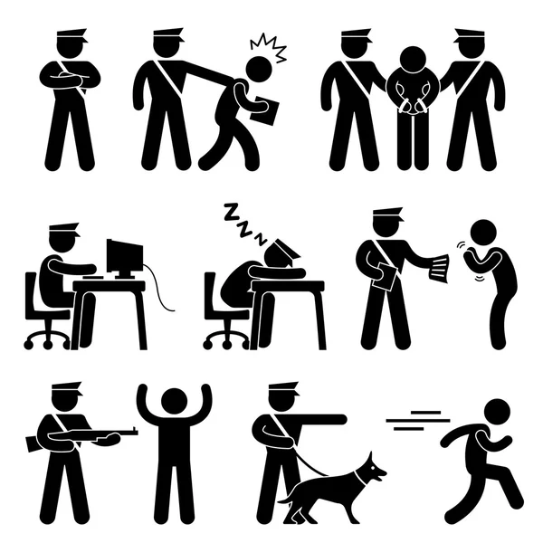 Pittogramma simbolo simbolo simbolo icona ladro ufficiale di polizia della guardia di sicurezza — Vettoriale Stock