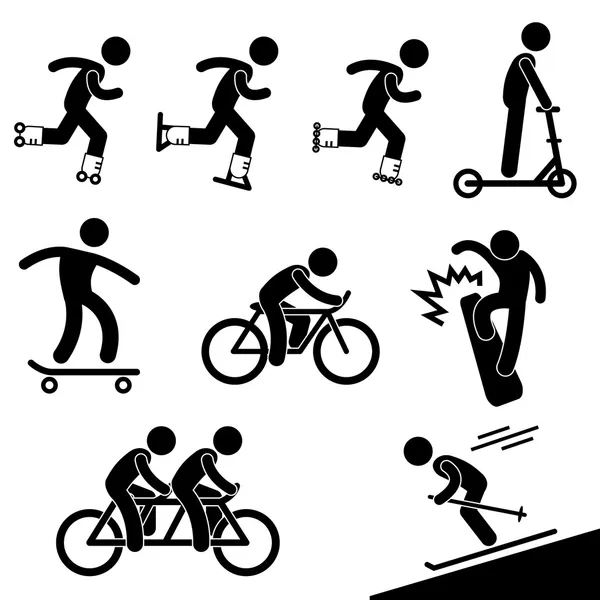Patinagem e equitação atividade ícone símbolo sinal pictograma — Vetor de Stock