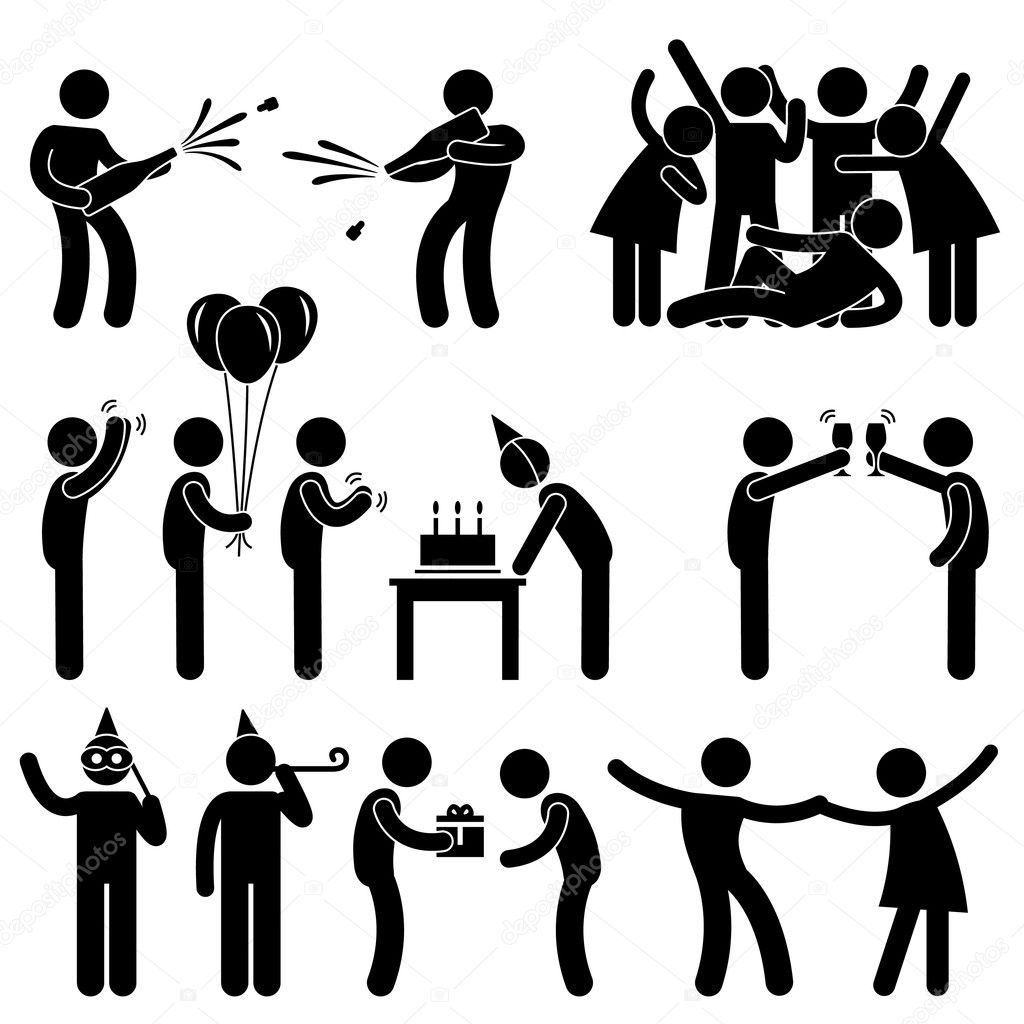 Friend Party Celebration Birthday Icon Symbol Sign Pictogram