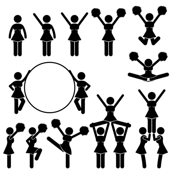 Cheerleader Supporter Team van School College University Icon Symbool Pictogram — Stockvector