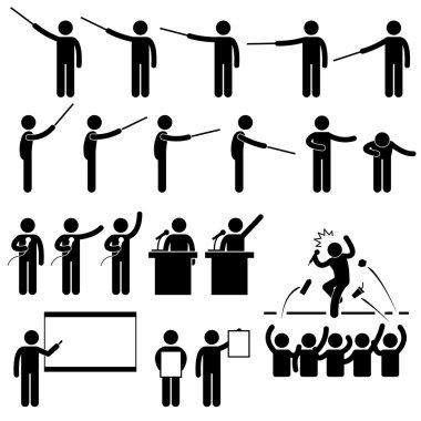 Speaker Presentation Teaching Speech Stick Figure Pictogram Icon