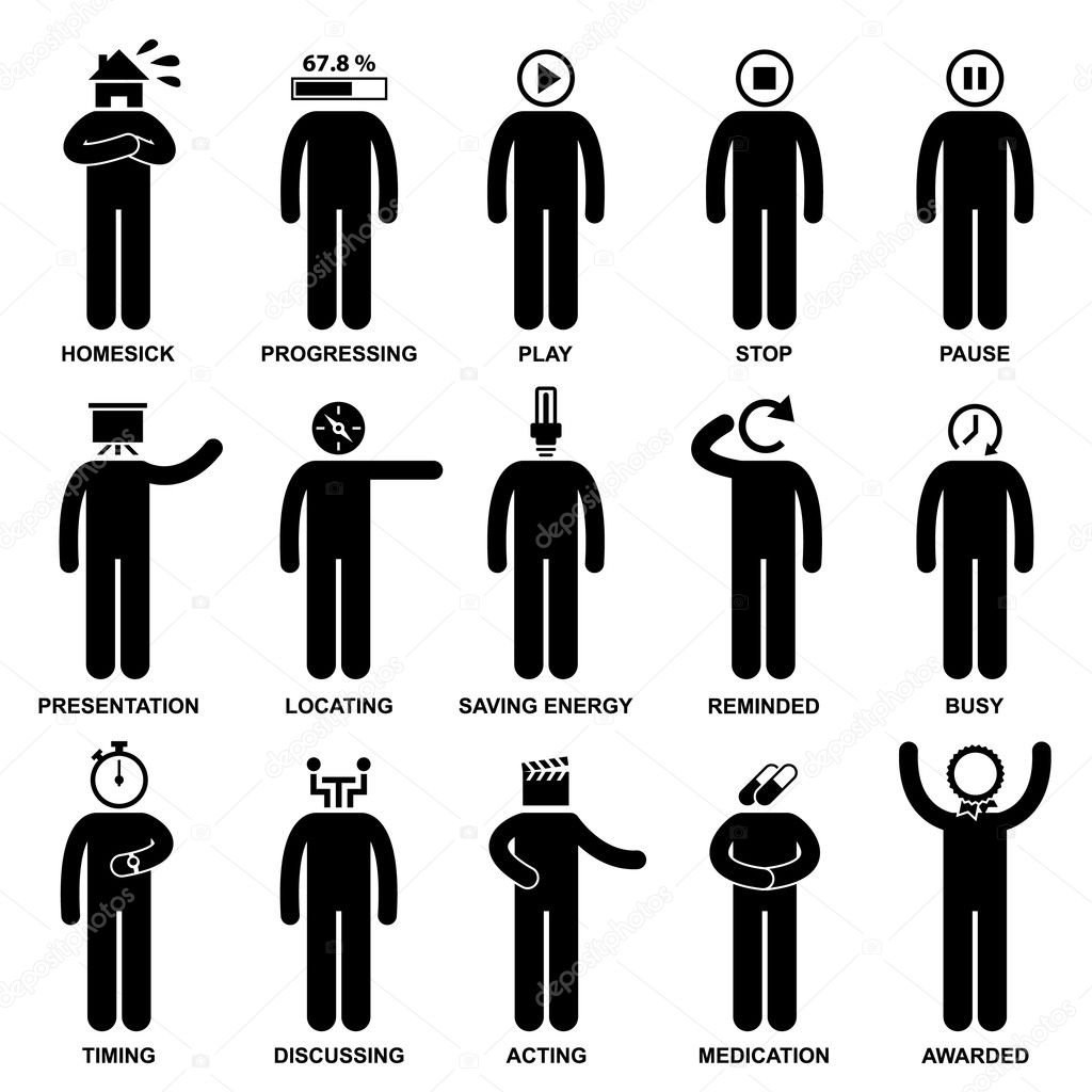 Man Emotion Feeling Expression Attitude Action Stick Figure Pictogram Icon