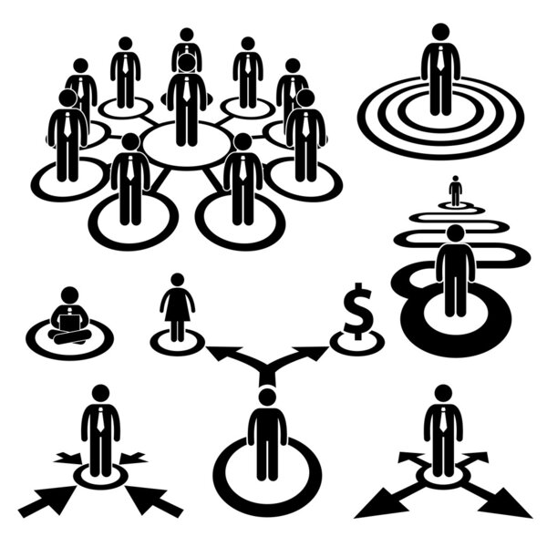 Business Businessman Workforce Team Stick Figure Pictogram Icon