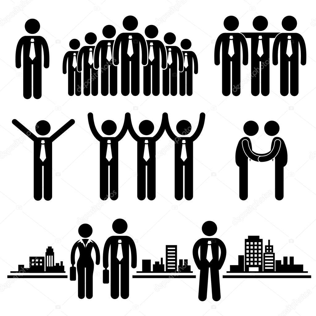 Business Businessman Group Worker Stick Figure Pictogram Icon