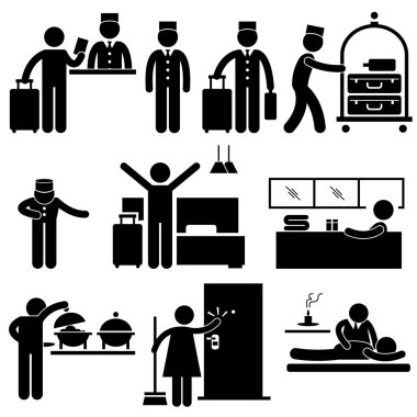 Hotel Workers and Services Pictograms clipart