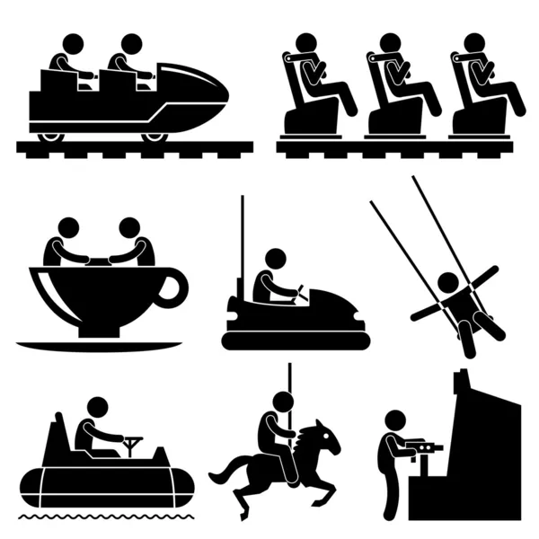 Thema pretpark spelen stok figuur pictogram pictogram — Stockvector