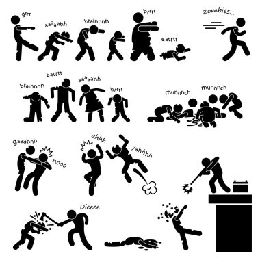 zombi undead saldırı kıyamet hayatta kalma savunma salgını sopa rakam sembol simge