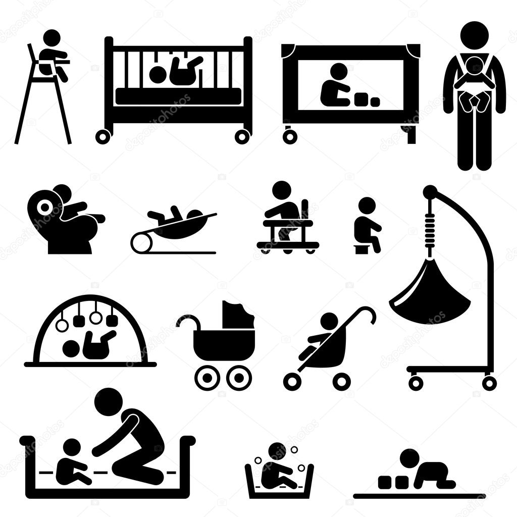 Baby Child Newborn Toddler Kid Equipment Stick Figure Pictogram Icon