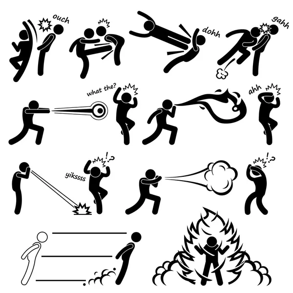 Kungfu bojovník Super Human Speciální Power Mutant Stick Figura Pictogram Ikona — Stockový vektor