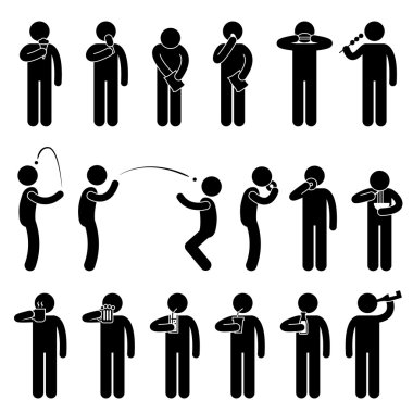Man Eating Tasting Food and Drink Stick Figure Pictogram Icon