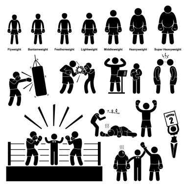 Boxing Boxer Stick Figure Pictogram Icon clipart