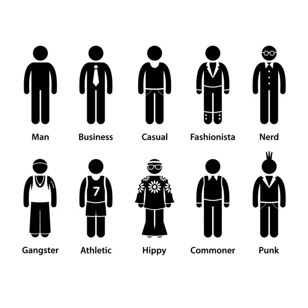 Personnes Homme Type de caractère humain Bâton Figure Pictogramme Icône — Image vectorielle