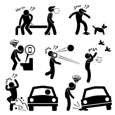 Unlucky Man Bad Luck People Karma Stick Figure Pictogram Icon clipart