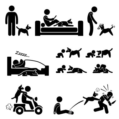 Adam ve köpeği ilişki evde beslenen hayvan sopa rakam sembol simge