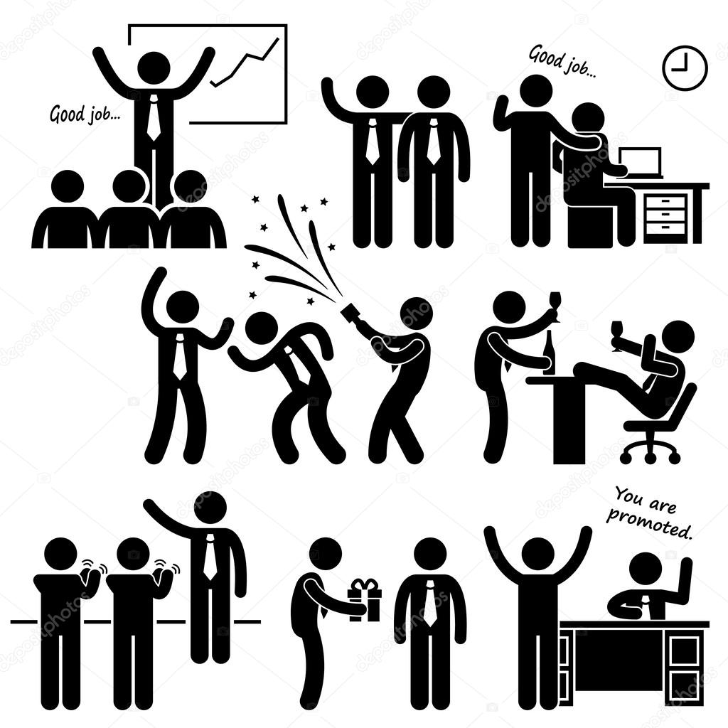 従業員スティック図ピクトグラム アイコンやりがいのある幸せな上司 ストックベクター ©leremy 39248391