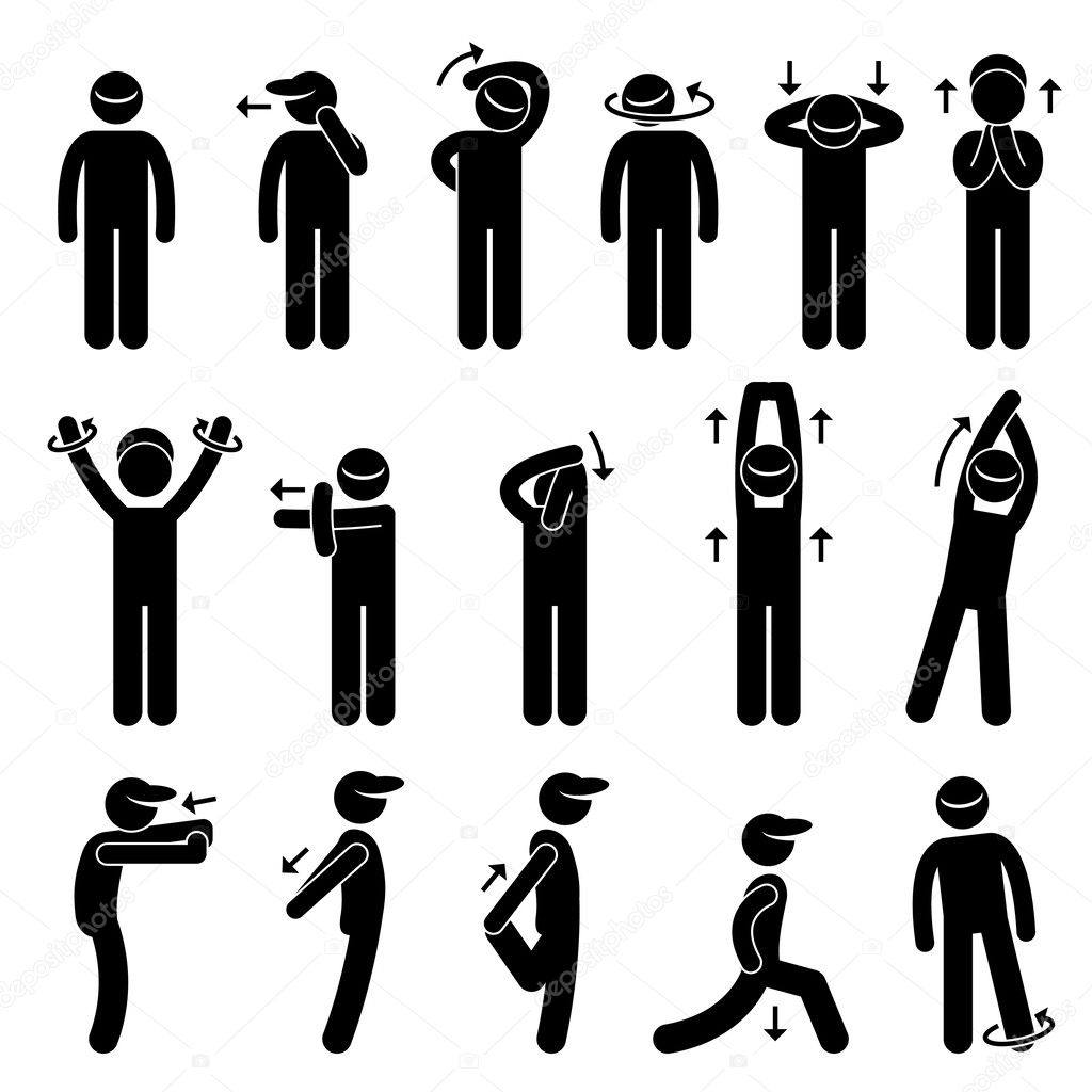 Body Stretching Exercise Stick Figure Pictogram Icon