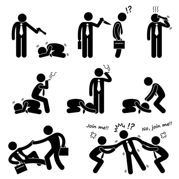 Business Bullying Backstab Competition Stick Figure Pictogram Icon