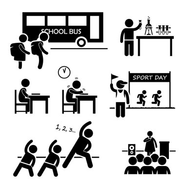 okul etkinlik etkinlik için öğrenci sopa rakam sembol simge clipart