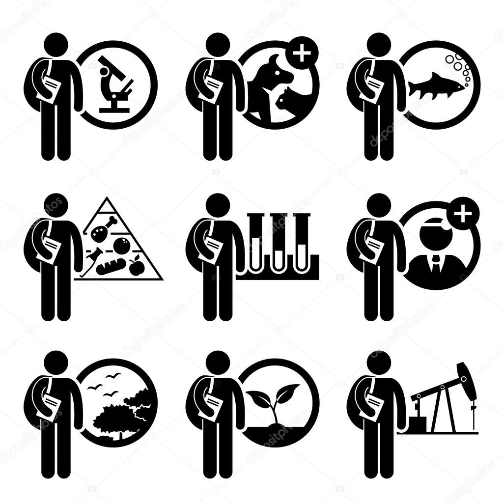 Student Degree in Agriculture Science - Research, Veterinary, Fishery, Food, Biology, Doctorate, Environmental, Plant, Petroleum - Stick Figure Pictogram Icon Clipart