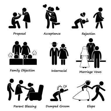 Love Couple Marriage Problem difficulty Stick Figure Pictogram Icon Cliparts clipart