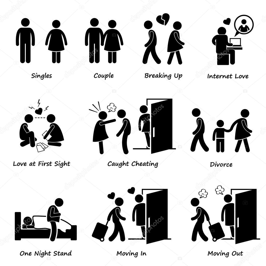 Couple Boyfriend Girlfriend Love Stick Figure Pictogram Icon Cliparts