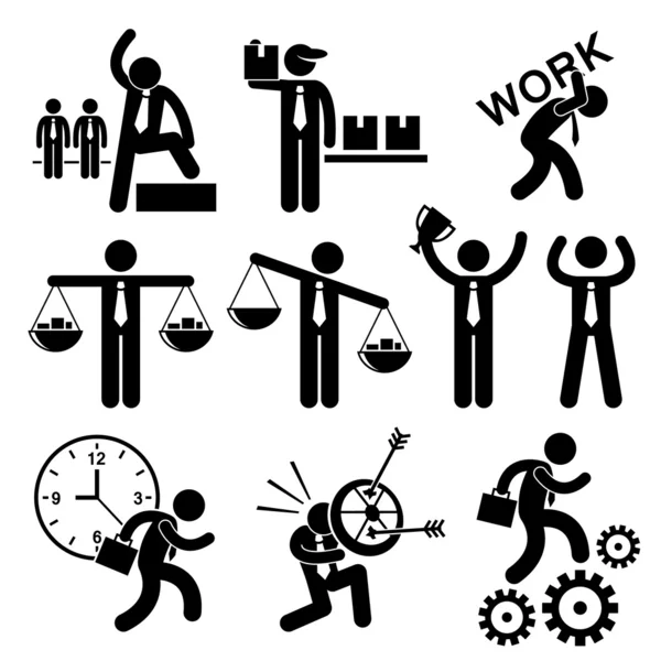 Business People Businessman Konsep Stick Gambar Pictogram Klien Ikon - Stok Vektor