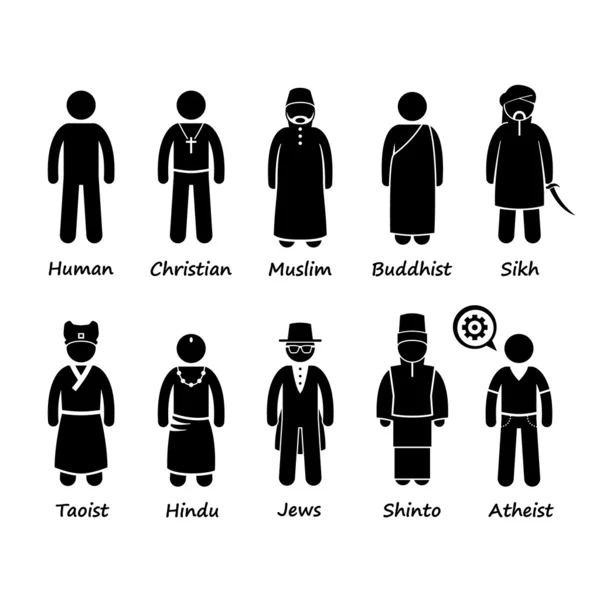 Religion of People in the World Stick Figure Pictogram Icon Cliparts