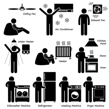 Ev Evi Temel Elektronik Aletler Yapıştırıcı Şekil Resim Simgesi Klipleri