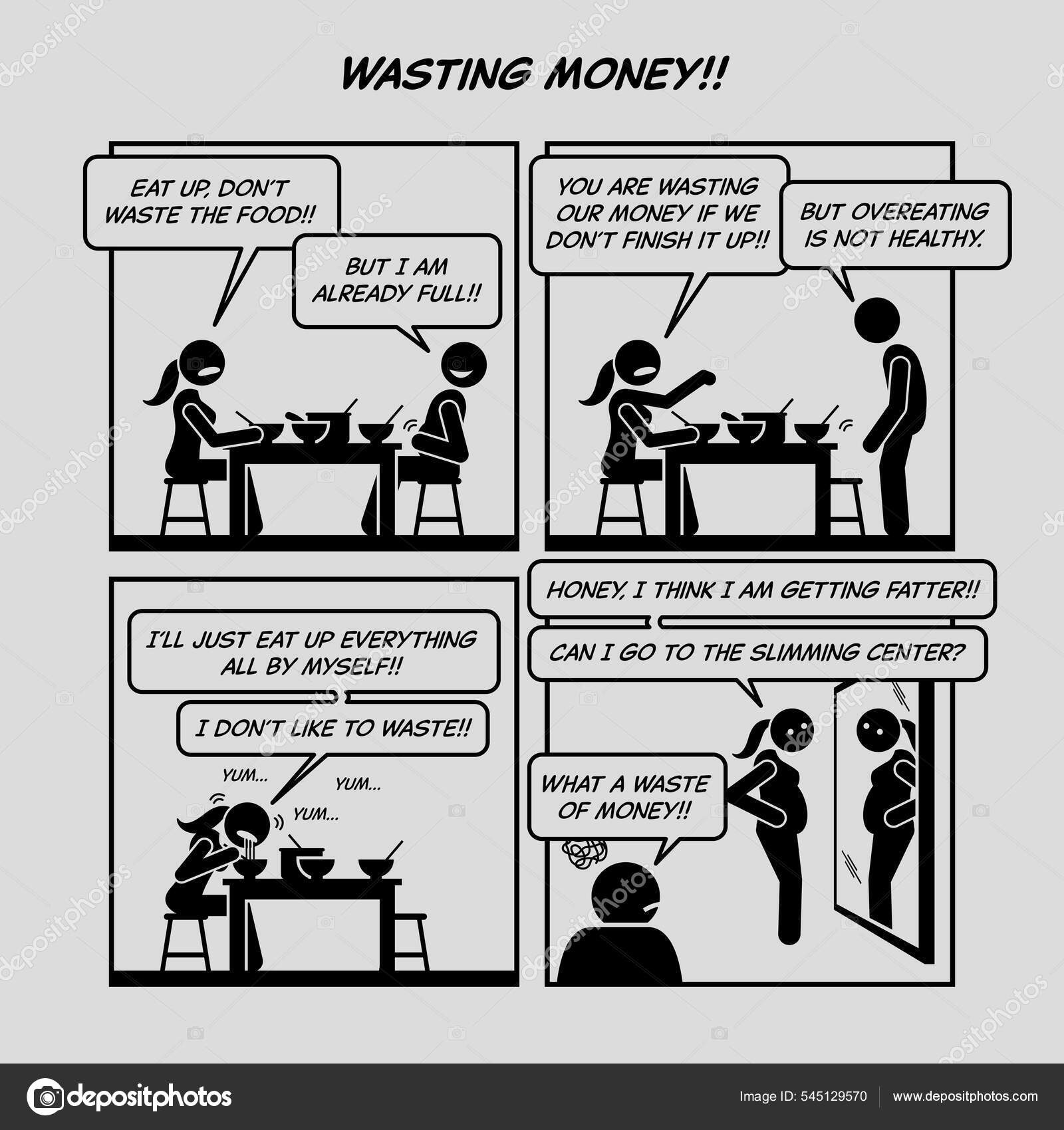 Funny Comic Strip Wasting Money Woman Eating Too Much Gain Stock Vector Image by ©leremy #545129570 Funny Comic Strip Wasting Money Woman Eating Too Much Gain Stock Vector Image by ©leremy #545129570