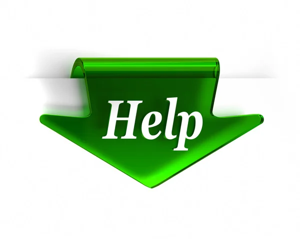 Pomoc zelená šipka — Stock fotografie