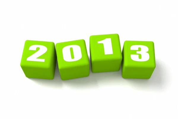 Új év 2013 zöld kocka — Stock Fotó
