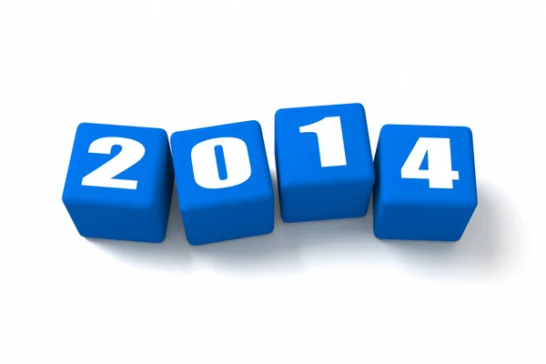 Neues Jahr 2014 blaue Würfel — Stockfoto