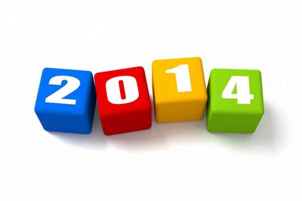 Nieuwe jaar 2014 gekleurde kubussen — Stockfoto
