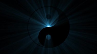Yin yang sign with powerful light from the back
