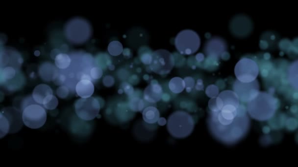 Bolle blu su sfondo nero, bokeh — Video Stock