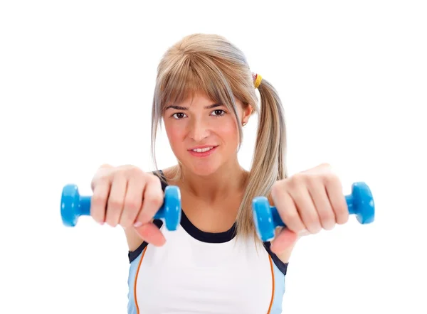 Fit girl with weights — Stock Photo, Image