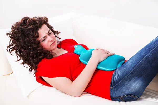 Girl with stomach ache — Stock Photo, Image