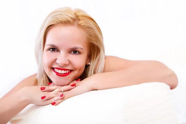 Blonde woman smiling — Stock Photo, Image