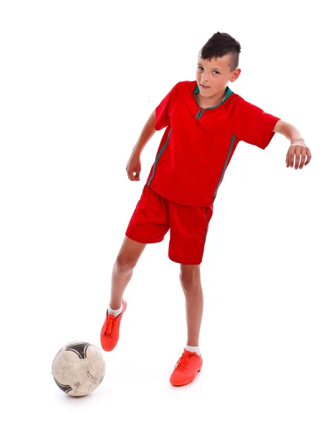 Soccer player kicking — Stock Photo, Image