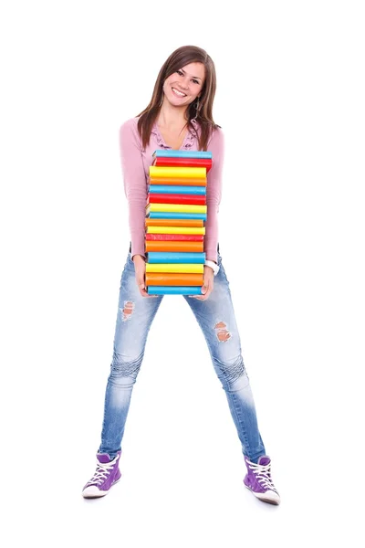 Vrouw met boeken — Stockfoto